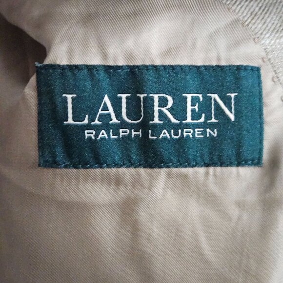 Lauren Ralph Lauren Mens 42R Beige Plaid Blazer Jaket 65% Wool 20% Silk 15% Line - Picture 3 of 14